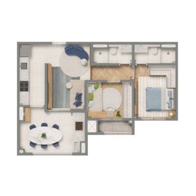 Living Grand Exclusive Tucuruvi - Planta 61m² - Padrão 2 dormitórios Living Grand Exclusive Tucuruvi - Planta 61m² - Padrão 2 dormitórios