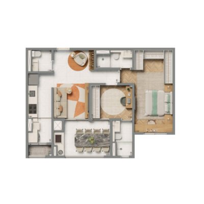 Living Grand Exclusive Tucuruvi - Planta 69m² - 2 suítes Living Grand Exclusive Tucuruvi - Planta 69m² - 2 suítes