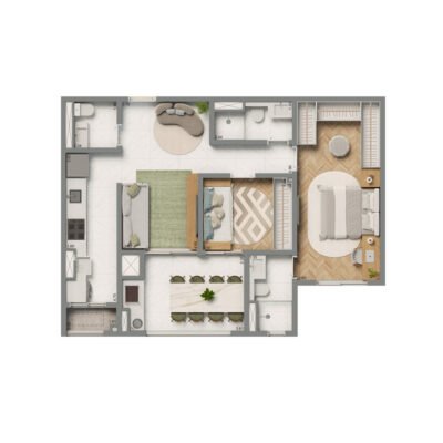 Living Grand Exclusive Tucuruvi - Planta 69m² - Opção 1 suíte Living Grand Exclusive Tucuruvi - Planta 69m² - Opção 1 suíte