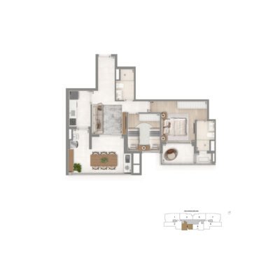 The Palace Oasis - Planta 76m² - 2 dorms The Palace Oasis - Planta 76m² - 2 dorms