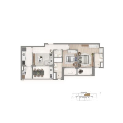 The Palace Oasis - Planta 83m² - 2 suítes The Palace Oasis - Planta 83m² - 2 suítes