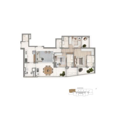 The Palace Oasis - Planta 129m² - 3 suítes The Palace Oasis - Planta 129m² - 3 suítes