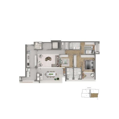 The Palace Royal - Planta 139m² - 3 suítes The Palace Royal - Planta 139m² - 3 suítes