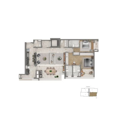 The Palace Royal - Planta 139m² - Opção 2 suítes The Palace Royal - Planta 139m² - Opção 2 suítes