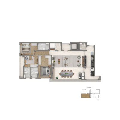 The Palace Royal - Planta 155m² - Opção 3 suítes The Palace Royal - Planta 155m² - Opção 3 suítes