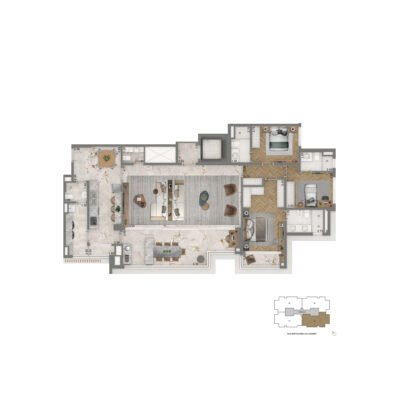 The Palace Royal - Planta 177m² - Opção 3 suítes The Palace Royal - Planta 177m² - Opção 3 suítes