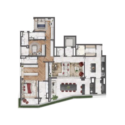 Le Six - Planta 203m² - 4 suites decorado Le Six - Planta 203m² - 4 suites decorado