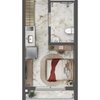 Le Six - Planta 25m² - Studio NR Le Six - Planta 25m² - Studio NR