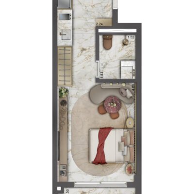 Le Six - Planta 30m² - Studio HMP decorado Le Six - Planta 30m² - Studio HMP decorado