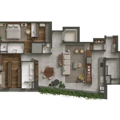 Tess Brooklin - Planta 170m² - 2 suítes | cozinha aberta Tess Brooklin - Planta 170m² - 2 suítes | cozinha aberta