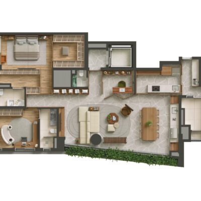 Tess Brooklin - Planta 170m² - 2 suítes | cozinha fechada Tess Brooklin - Planta 170m² - 2 suítes | cozinha fechada