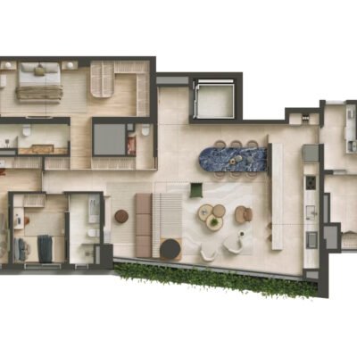 Tess Brooklin - Planta 170m² - 3 suítes | cozinha aberta Tess Brooklin - Planta 170m² - 3 suítes | cozinha aberta