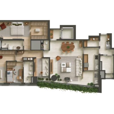 Tess Brooklin - Planta 170m² - 3 suítes | cozinha fechada Tess Brooklin - Planta 170m² - 3 suítes | cozinha fechada