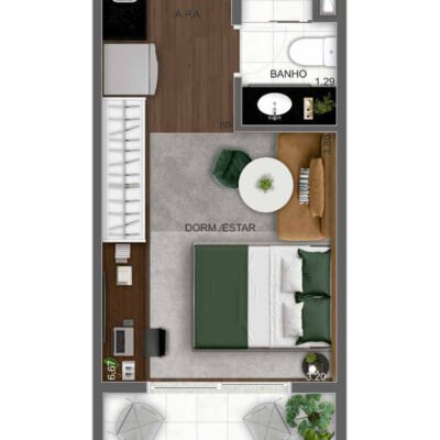 Alt Studios - Planta 28m² - Studio residencial Alt Studios - Planta 28m² - Studio residencial