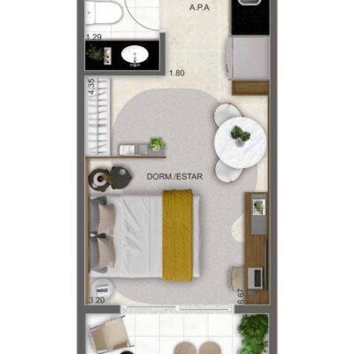 Alt Studios - Planta 29m² - Studio residencial Alt Studios - Planta 29m² - Studio residencial