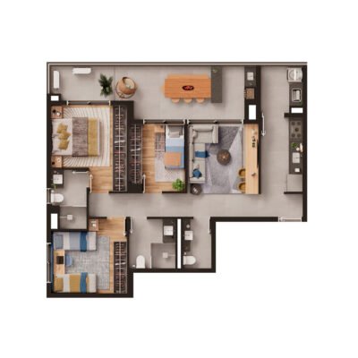 Altus Nova Klabin - Planta 93m² - 3 dorms Altus Nova Klabin - Planta 93m² - 3 dorms