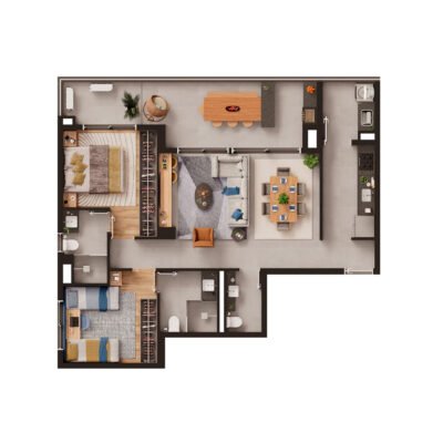 Altus Nova Klabin - Planta 93m² - Opção 2 suítes Altus Nova Klabin - Planta 93m² - Opção 2 suítes