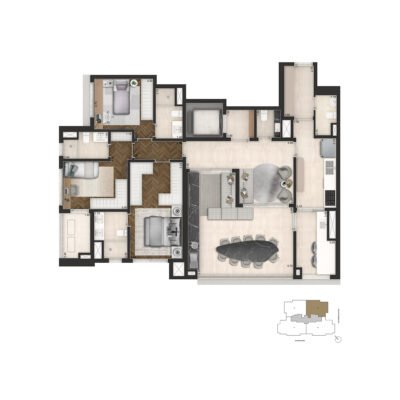 Brooklin Senses by Cyrela - Planta 145m² - 3 suítes Brooklin Senses by Cyrela - Planta 145m² - 3 suítes