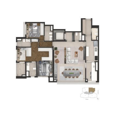 Brooklin Senses by Cyrela - Planta 145m² - Opção 2 suítes Brooklin Senses by Cyrela - Planta 145m² - Opção 2 suítes