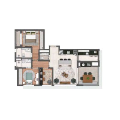 MAC Vila Mariana - Planta 89m² - Opção 2 suítes com home office MAC Vila Mariana - Planta 89m² - Opção 2 suítes com home office