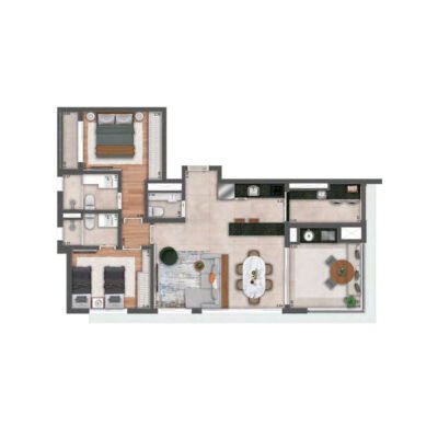 MAC Vila Mariana - Planta 89m² - Opção 2 suítes com living ampliado MAC Vila Mariana - Planta 89m² - Opção 2 suítes com living ampliado