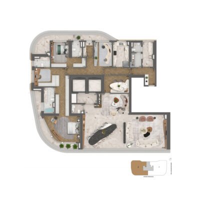 Epic Design by Pininfarina - Planta 339m² - Final 2 | Opção 2 suítes Epic Design by Pininfarina - Planta 339m² - Final 2 | Opção 2 suítes