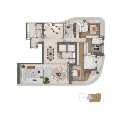 Epic Design by Pininfarina - Planta 379m² - Final 1 | Opção 3 suítes + cozinha ampliada Epic Design by Pininfarina - Planta 379m² - Final 1 | Opção 3 suítes + cozinha ampliada