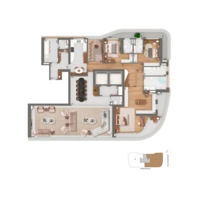 Epic Design by Pininfarina - Planta 379m² - Final 1 | Opção 3 suítes + sala intíma Epic Design by Pininfarina - Planta 379m² - Final 1 | Opção 3 suítes + sala intíma