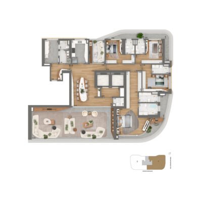 Epic Design by Pininfarina - Planta 379m² - Final 1 | Padrão 4 suítes Epic Design by Pininfarina - Planta 379m² - Final 1 | Padrão 4 suítes