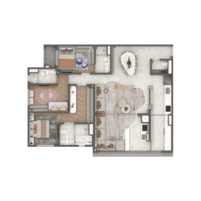 The Residence Brooklin - Planta 127m² - 3 suítes The Residence Brooklin - Planta 127m² - 3 suítes