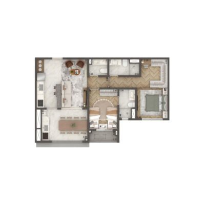 The Residence Brooklin - Planta 71m² - 2 suítes The Residence Brooklin - Planta 71m² - 2 suítes