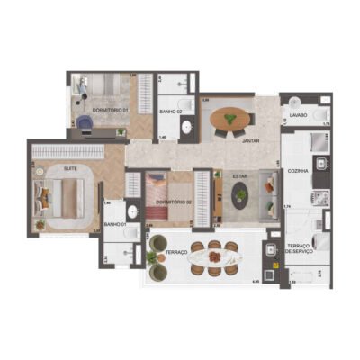 Blue Marine - Planta 80m² - 3 dorms Blue Marine - Planta 80m² - 3 dorms