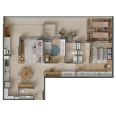 Eucalys Moema - Planta 112m² - 2 suítes garden Eucalys Moema - Planta 112m² - 2 suítes garden