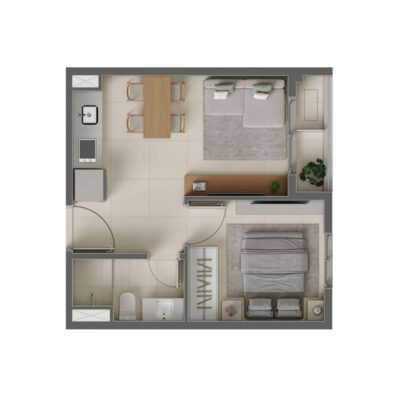 Eucalys Moema - Planta 34m² - 1 dorm Eucalys Moema - Planta 34m² - 1 dorm