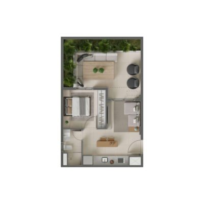 Eucalys Moema - Planta 54m² - 1 dorm garden Eucalys Moema - Planta 54m² - 1 dorm garden