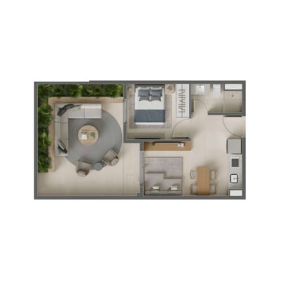 Eucalys Moema - Planta 57m² - 1 dorm garden Eucalys Moema - Planta 57m² - 1 dorm garden