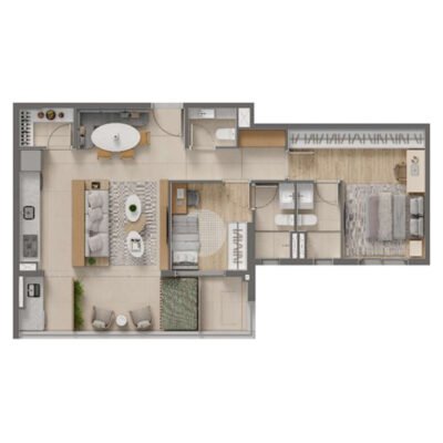 Eucalys Moema - Planta 84m² - 2 suítes Eucalys Moema - Planta 84m² - 2 suítes