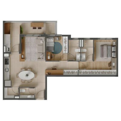 Eucalys Moema - Planta 86m² - 2 suítes Eucalys Moema - Planta 86m² - 2 suítes