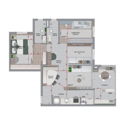 Infinite São Caetano - Planta 81m² - opção 2 dorms Infinite São Caetano - Planta 81m² - opção 2 dorms
