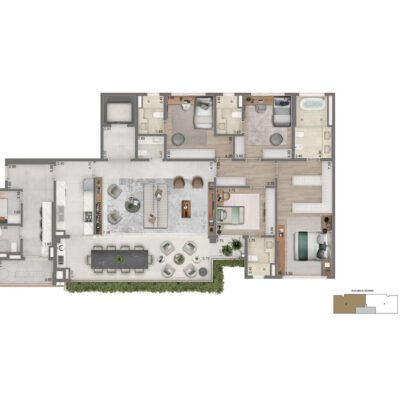 Portrait Parque do Ibirapuera - Planta 232m² - 4 suítes Portrait Parque do Ibirapuera - Planta 232m² - 4 suítes