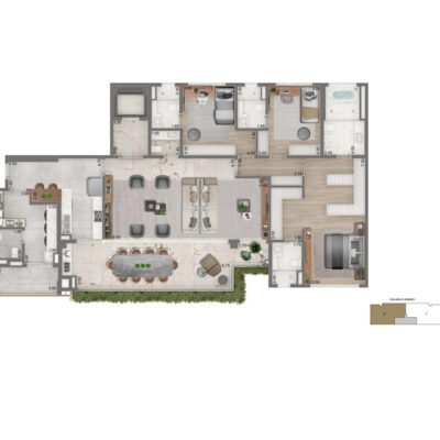 Portrait Parque do Ibirapuera - Planta 232m² - Opção 3 suítes Portrait Parque do Ibirapuera - Planta 232m² - Opção 3 suítes