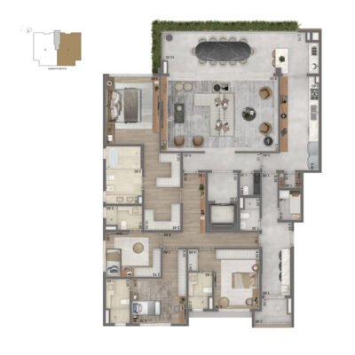 Portrait Parque do Ibirapuera - Planta 272m² - 4 suítes Portrait Parque do Ibirapuera - Planta 272m² - 4 suítes