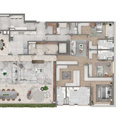 Portrait Parque do Ibirapuera - Planta 355m² - Opção 3 suítes Portrait Parque do Ibirapuera - Planta 355m² - Opção 3 suítes