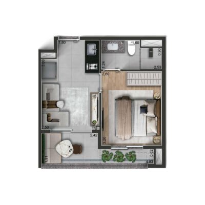 Today Ibirapuera - Planta 29m² - 1 dorm residencial Today Ibirapuera - Planta 29m² - 1 dorm residencial