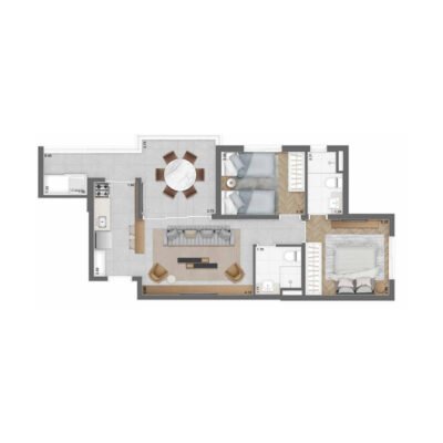 Upper Brooklin - Planta 64m² - 2 dorms Upper Brooklin - Planta 64m² - 2 dorms