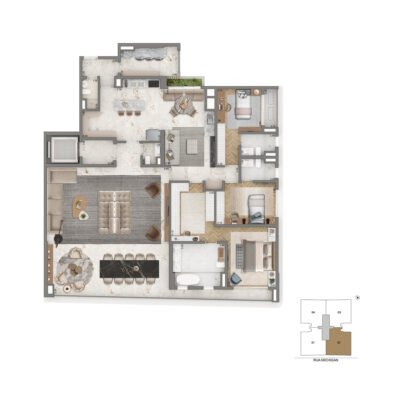 Casa Senses - Planta 251m² - Opção 3 suítes com cozinha ampliada Casa Senses - Planta 251m² - Opção 3 suítes com cozinha ampliada