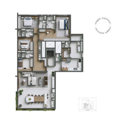 NUV Moema - Planta 207m² - 4 suítes | andar ímpar NUV Moema - Planta 207m² - 4 suítes | andar ímpar