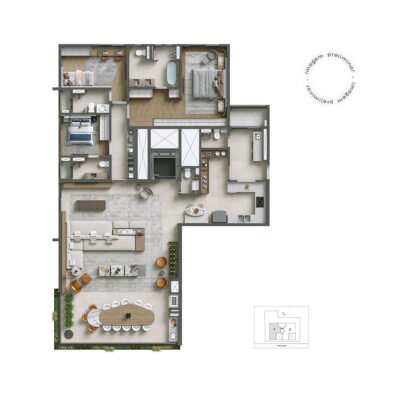 NUV Moema - Planta 207m² - Opção 3 suítes | andar ímpar NUV Moema - Planta 207m² - Opção 3 suítes | andar ímpar
