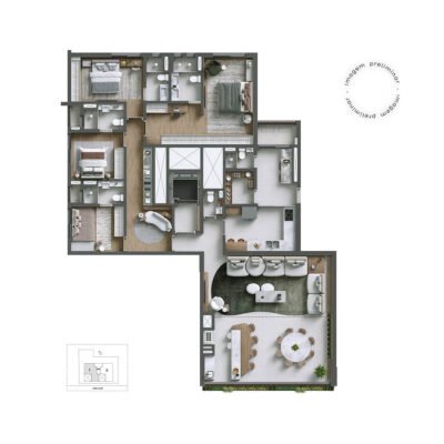 NUV Moema - Planta 208m² - 4 suítes | andar par NUV Moema - Planta 208m² - 4 suítes | andar par