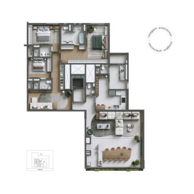 NUV Moema - Planta 208m² - Opção 3 suítes | andar par NUV Moema - Planta 208m² - Opção 3 suítes | andar par